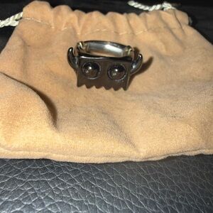 Thrifty Edgy Black Ring with Horns size 10(1/2) ringguard can be removed sendoff